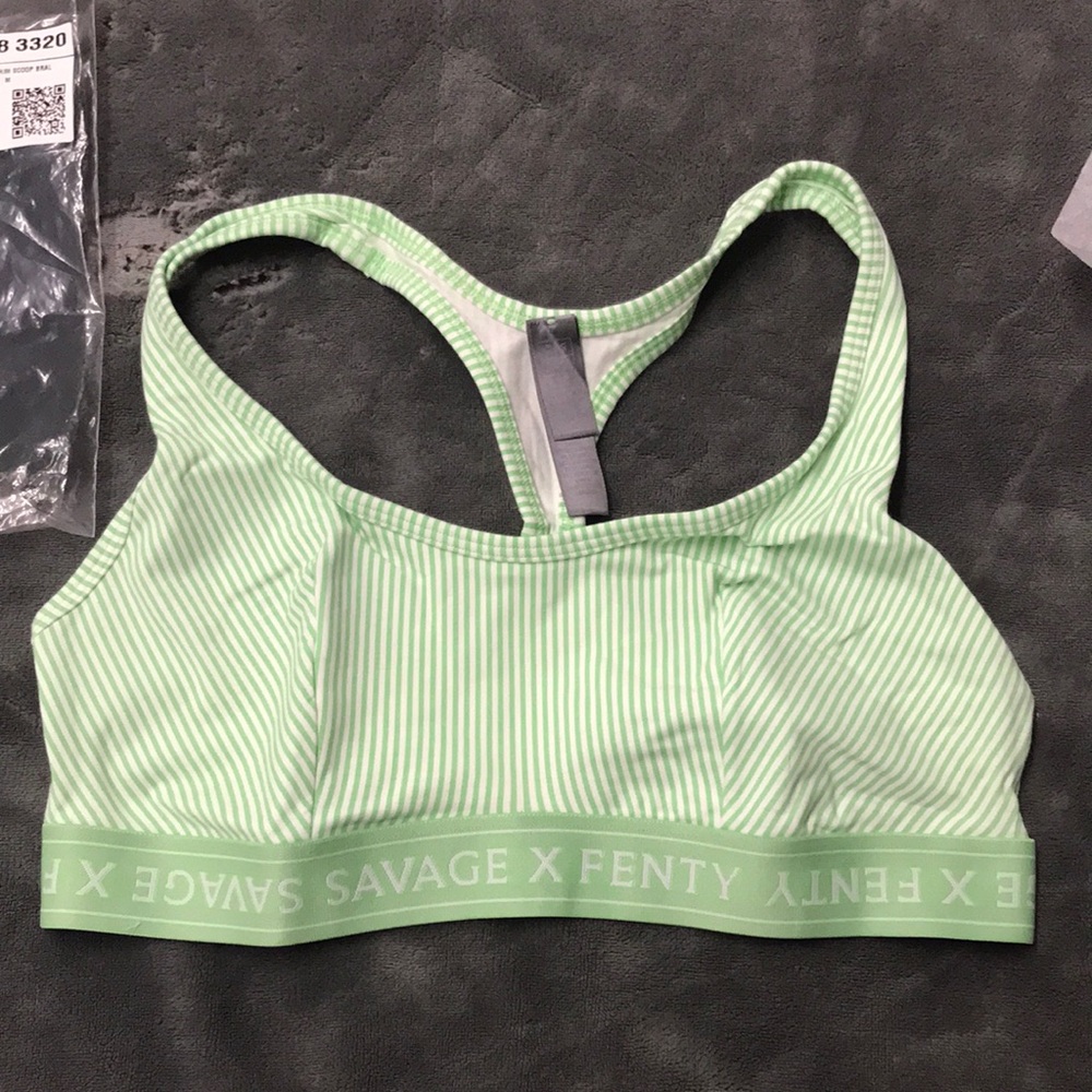 Savage X Fenty Mint Striped Sports Bra